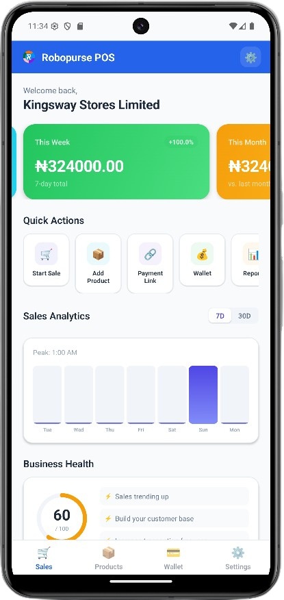 RoboPurse POS on mobile